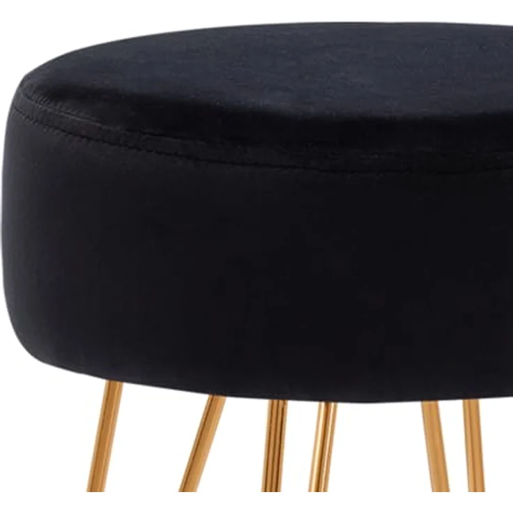 Duhome Hocker, Sitzhocker Rund Hocker Samt oder Stoff Lederoptik Schemel Metallbeine – Bild 6