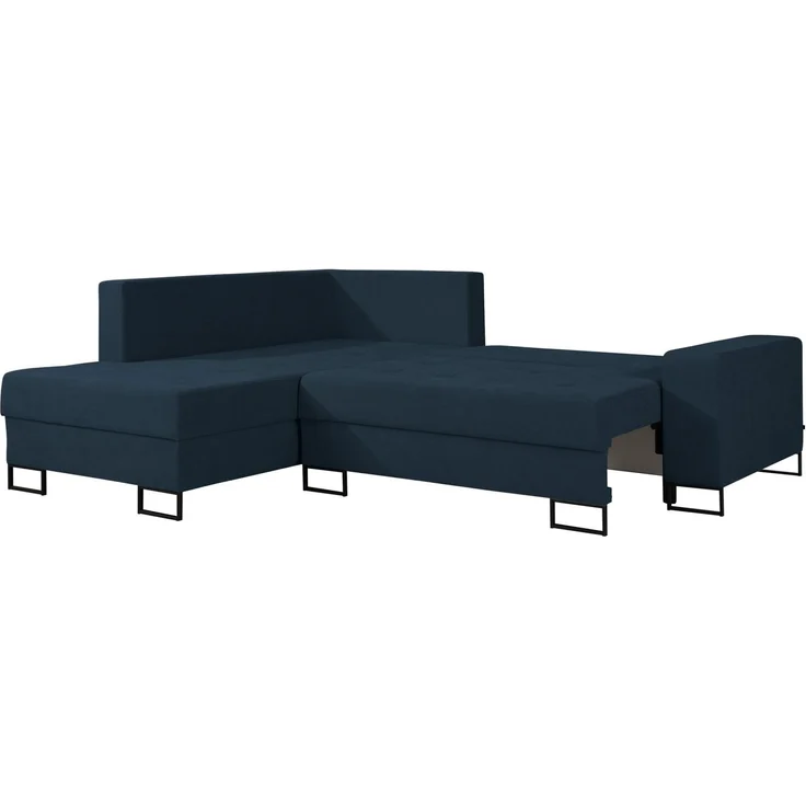 Selsey 'Larelle' Ecksofa mit Schlaffunktion & Bettkasten, Chenille, Ottomane links, Dunkelblau – Bild 3