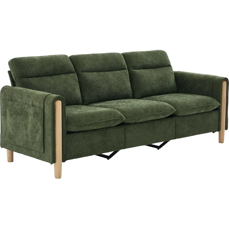 DESVIAE Sofa 3-Sitzer mit Stauraumhocker und Seitentaschen 201x77x86 cm Chenille Grün – Bild 8