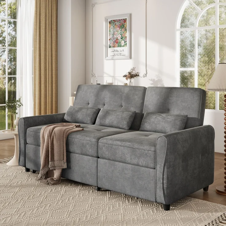 3-Sitzer Schlafsofa, B 176 x T 148 x H 83 cm, Chenille, mit ausziehbarer Liegefläche – Bild 3