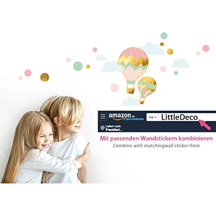 Montegoni Wandsticker Kinder Tier Heißluftballon Wandsticker,Wandaufkleber Deko (Wandtattoo mit Waldtieren für Kinderzimmer, aquarell tiere heißluft ballon wolken aufkleber), wasserdichte abnehmbare, kindergarten haus dekoration – Bild 7