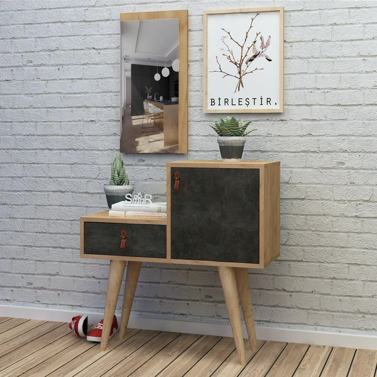 Skye Decor 'Janna' Garderobe, Eiche / Dunkelgrau, 80 x 80 x 40 cm – Bild 2