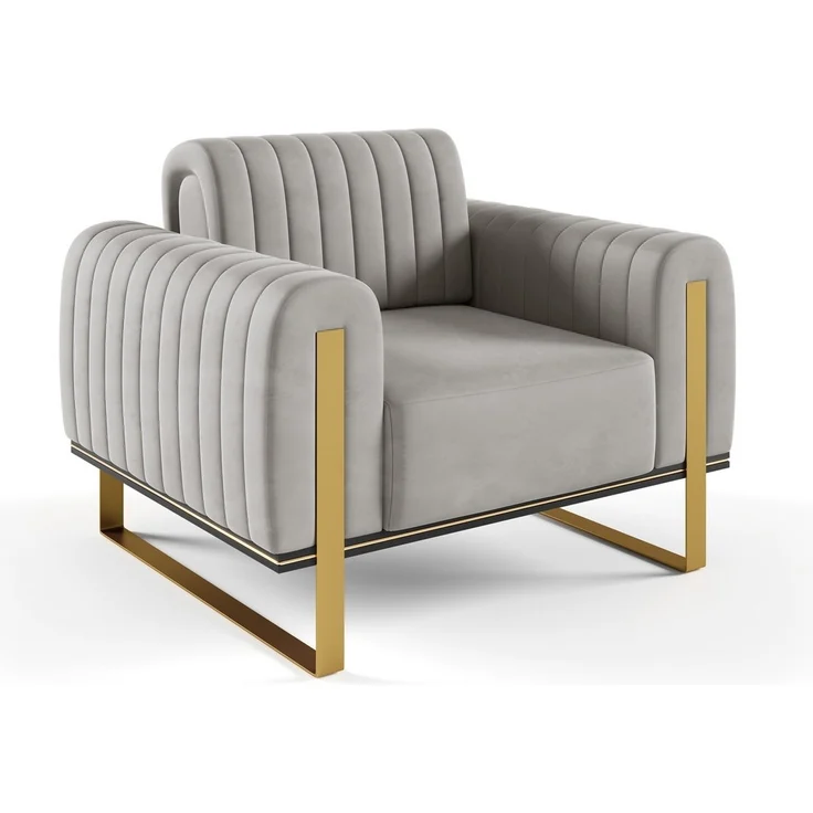 Sessel Designersessel VALERIE in Stoff Elisa Velvet Hellgrau – Bild 5