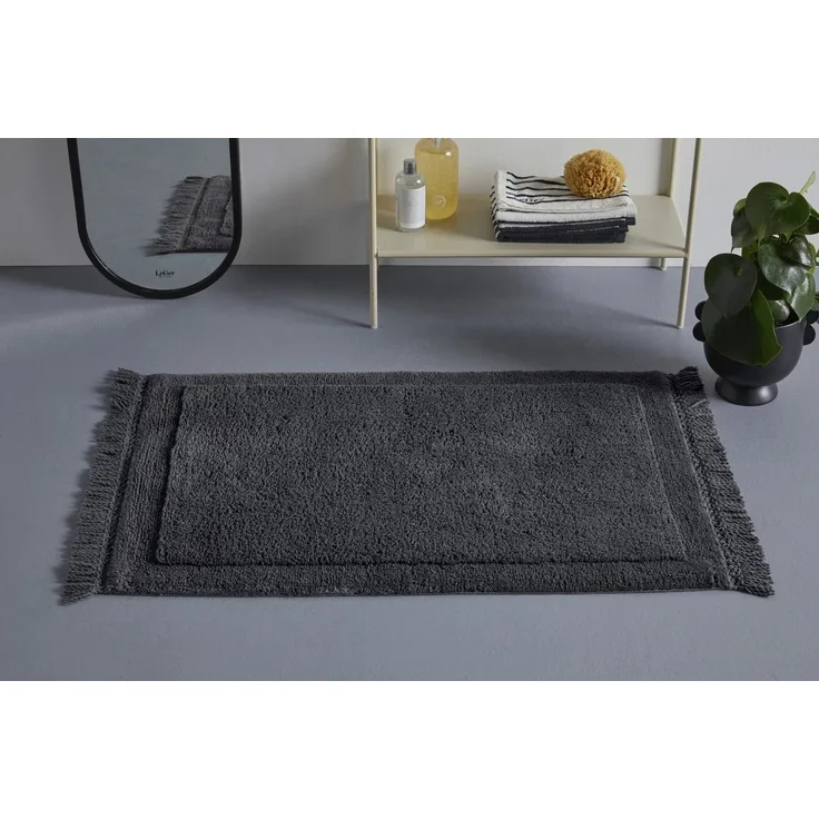 LeGer Home by Lena Gercke Badematte Tamsin, Badvorleger, Badezimmer Teppich, Höhe 20 mm, strapazierfähig, fußbodenheizungsgeeignet, Baumwolle, rechteckig, mit Fransen, Badteppich, Badematte, Baumwolle