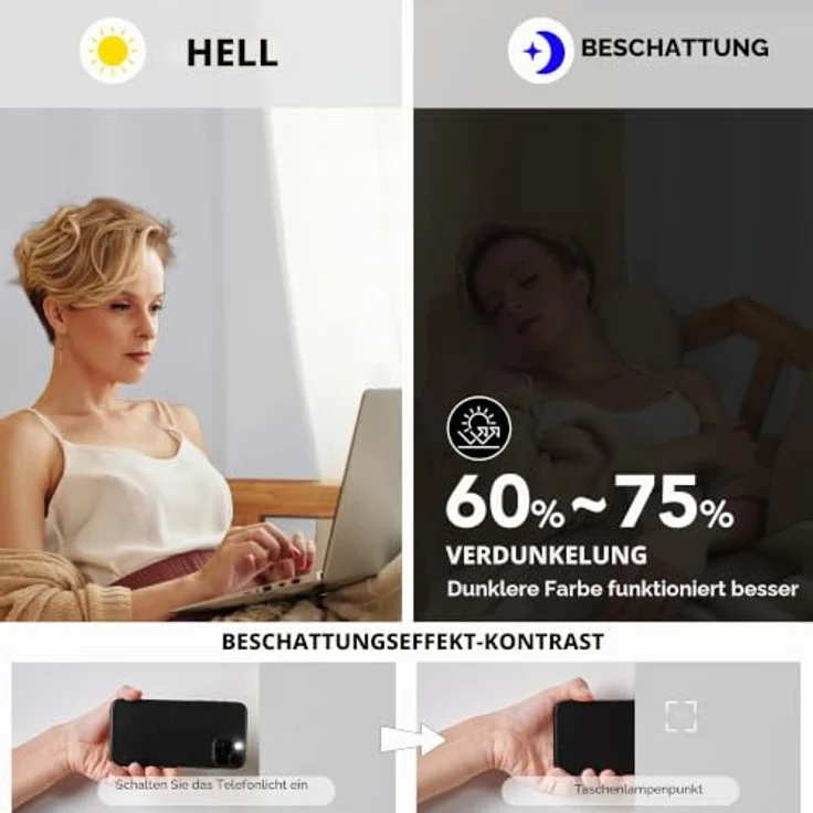 Deconovo Gardinen Blickdicht mit Ösen Thermovorhang Wohnzimmer Silber Grau | 2er Set, H270 x B140 cm, Gardinen Abdunkelnd, für Wohnzimmer Schlafzimmer Guten Schlaf, Kälteschutz, Sichtschutz, UV-Schutz – Bild 5