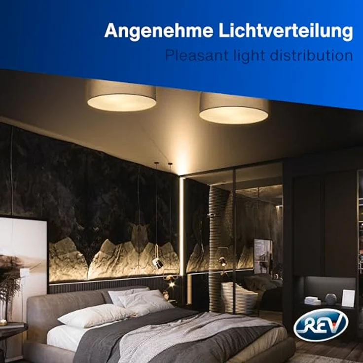 REV Deckenleuchte - Deckenlampe rund 50cm mit Stoff-Lampenschirm im Vintage-Look – ideal für Schlafzimmer & Wohnzimmer, braun-silber – Bild 11