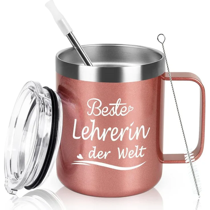 Livole Lehrerin Geschenk Tasse - Beste Lehrerin der Welt 12oz Edelstahl