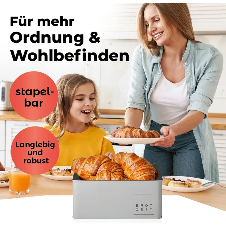 Lumaland Brotkasten Cuisine Brotkasten, Bambus/Holz, Brotdose aus Metall mit Bambus Deckel – Bild 8