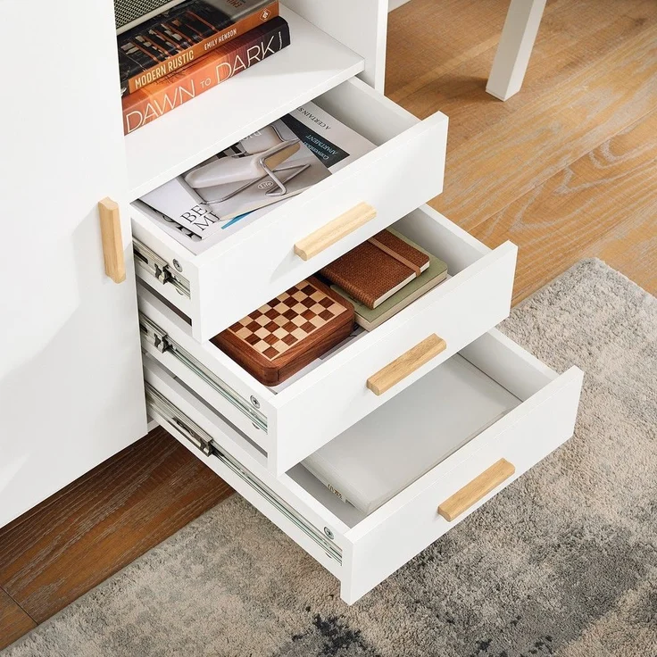 SoBuy ASK07-WN Schubladenschrank Büro, MDF, Lackiert, Weiß, 65 x 58 x 35 cm – Bild 4