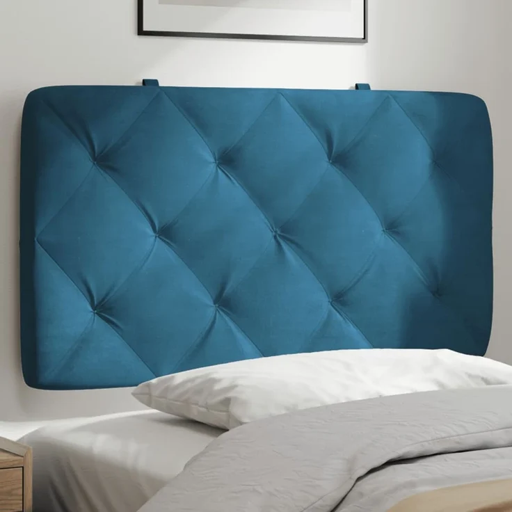 vidaXL Kopfteil-Kissen Blau 90 cm Samt 374712 – Bild 1
