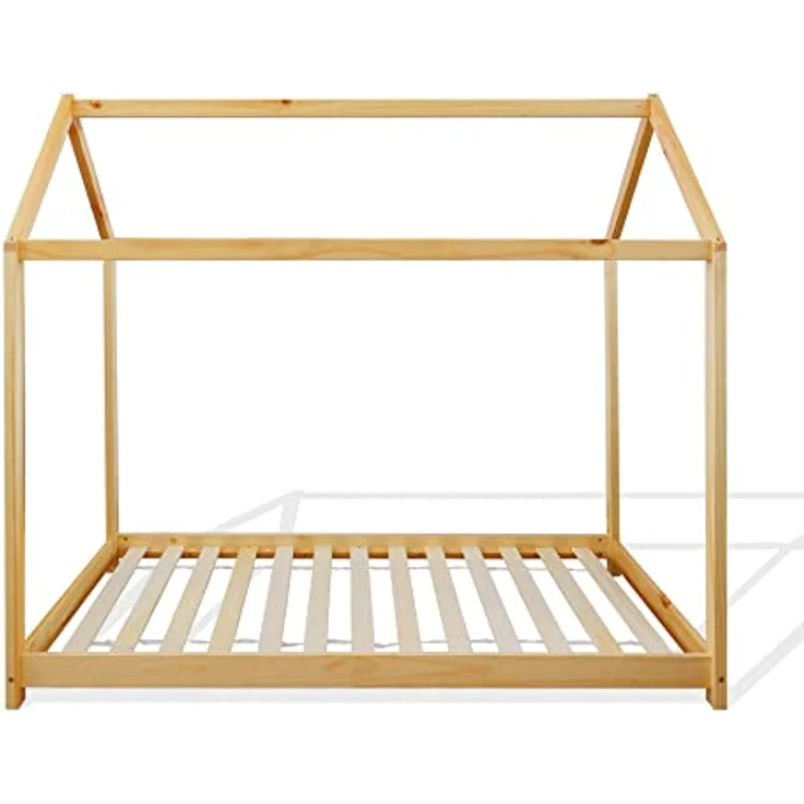 Rebecca Mobili Montessori Bett, Kinderbett, Hüttenform, Kiefer Natur, skandinavischer Stil, Lattenrost 80x160 cm - Art. RE6762 – Bild 2