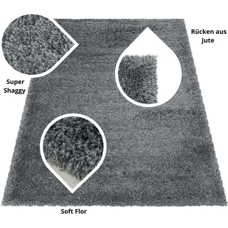 SIMPEX24 Teppich Unicolor - Einfarbig, Läufer, Höhe: 30 mm, Teppich Wohnzimmer Einfarbig Shaggy Verschidene Farben und Größen – Bild 3