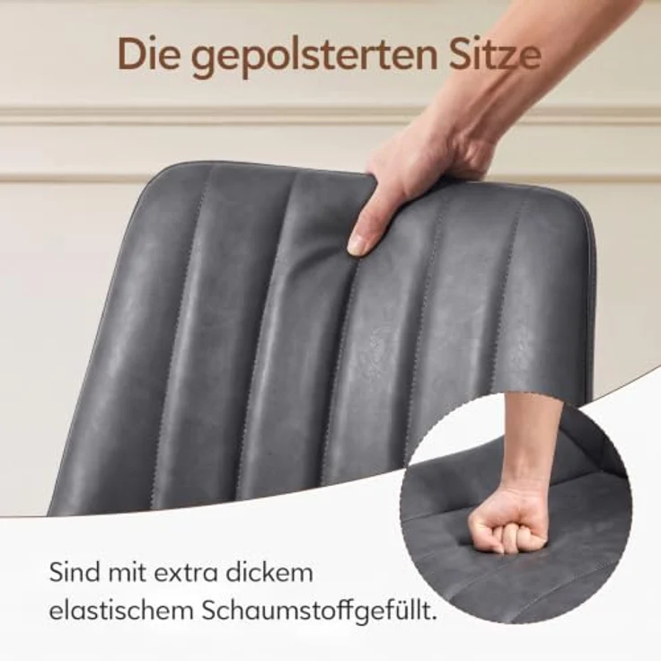 TUKAILAI Esszimmerstühle 4er Set Kunstleder Polsterstuhl mit Metallgestell | Polsterstühle mit Ergonomischer Rückenlehn,bis 150kg Belastbarkeit,Küchenstuhl für Esszimmer und Wohnzimmer Restaurant (Grau) – Bild 5