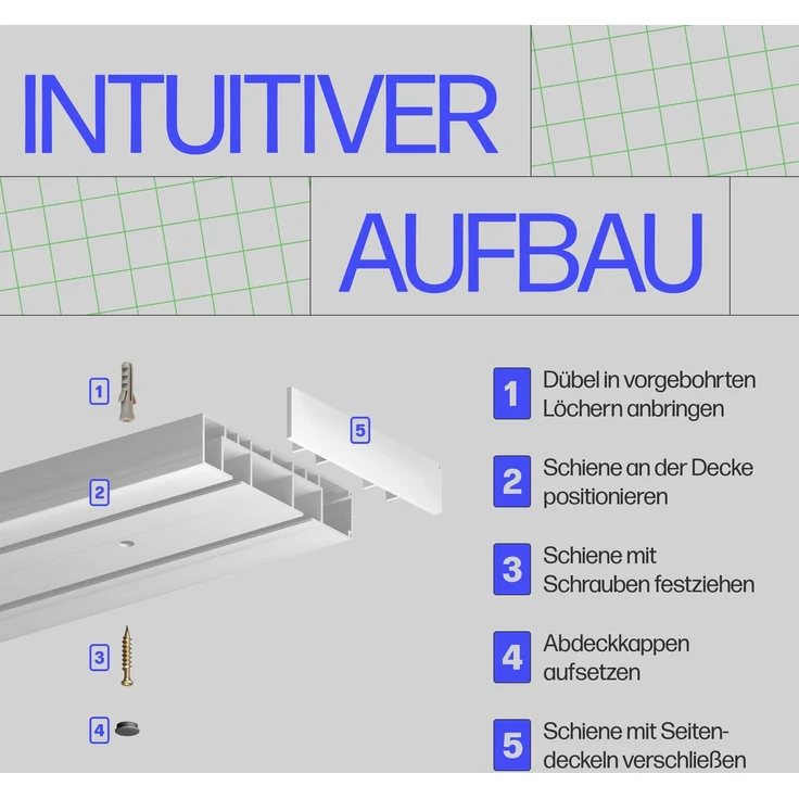 Bestlivings Gardinenschiene ( Weiß ) 390cm (3x90/1x120 cm) 2-läufig + 2er Set Rundbogen – Bild 5