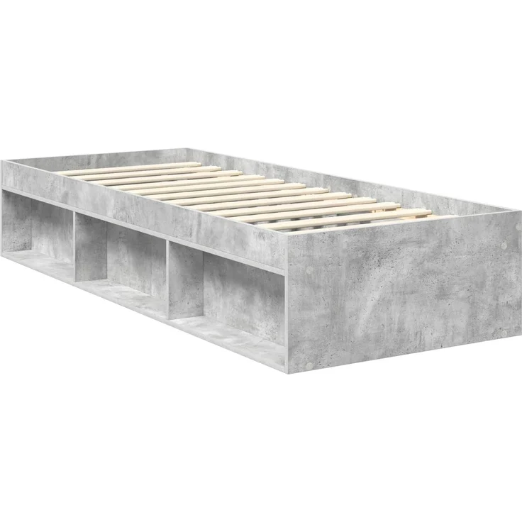 vidaXL Bettrahmen Beton Grau 75 x 190 cm Massives Kiefernholz 3413374 – Bild 4