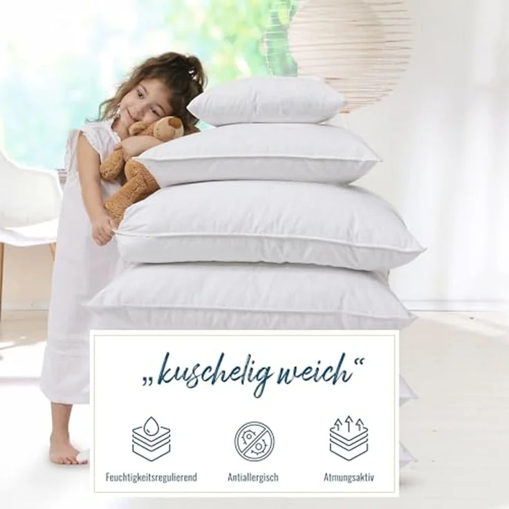 2 Stück Paradies Softy Kopfkissen Kissen Faserkissen 80x80 waschbar – Bild 5