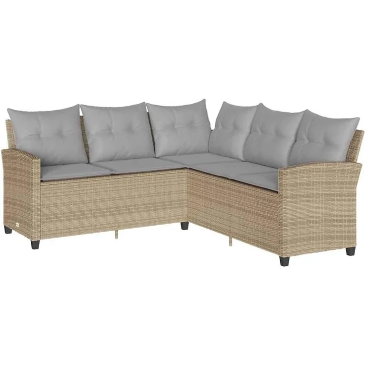 vidaXL L-förmiges Couchsofa mit Kissen Beige Polyrattan 365418