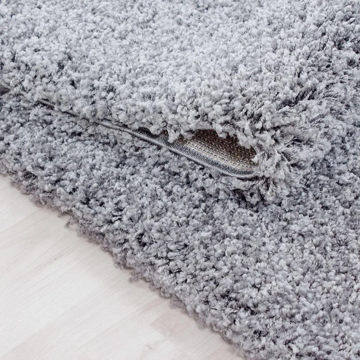 Carpetsale24 Shaggy Hochflor Teppich Wohnzimmer 200 cm Rund Hellgrau - Modern Flauschiger Teppich Extra Weich, Pflegeleicht und Einfarbig - Ideal als Teppich für Schlafzimmer, Esszimmer und Küche – Bild 3