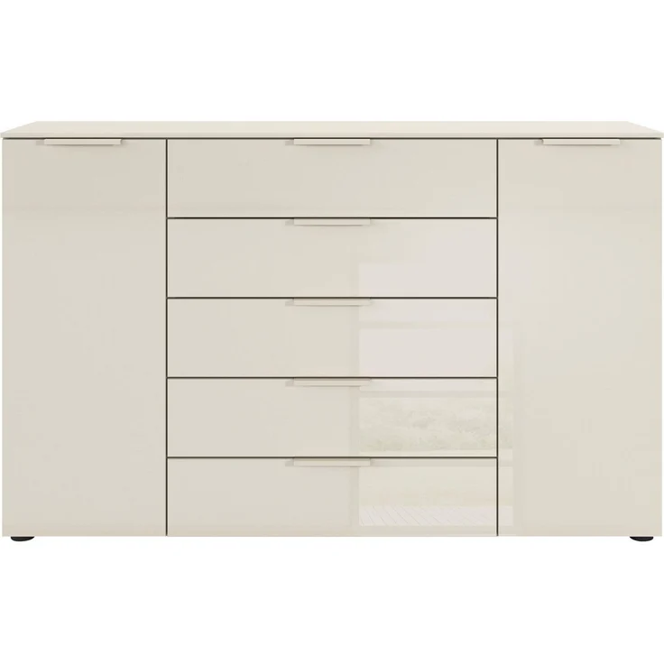 rauch Schubkastenkommode Kommode Türkommode Sideboard Kombikommode FLIPP mit Glasfront (Breite 160/180 cm mit 4 Einlegeböden), 2-trg mit 5 Schubladen und Soft-Close, 2 Breiten MADE IN GERMANY – Bild 3