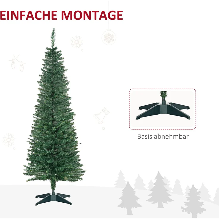 HOMCOM Weihnachtsbaum, Kunststoff, Metall, Grün, Ø46 x 150H cm – Bild 6