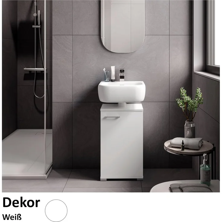 Fackelmann Easy Waschbeckenunterschrank 40 cm – Hochwertiger Badschrank in zeitlosem, weißem Design, stilvoll und platzsparend – Made in Germany – Bild 2