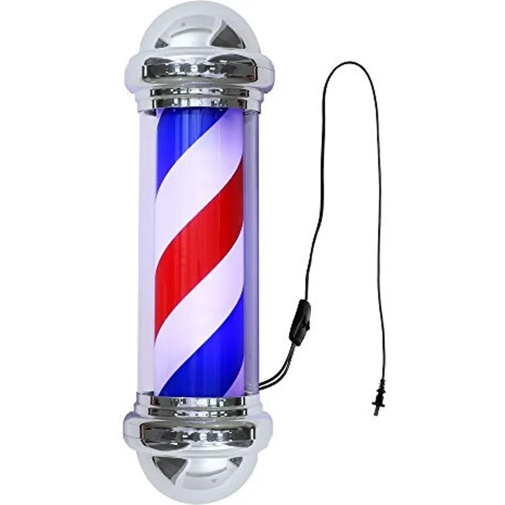 Barberpub Barbierstab klassisch weiß blau rot Barber Pole 75cm Drehen LED Birne L016 – Bild 2