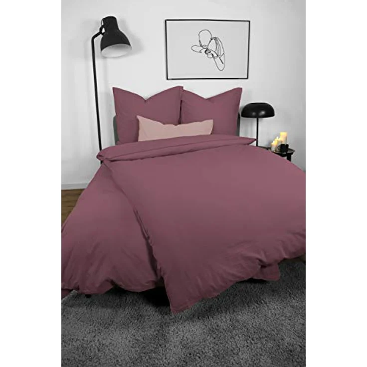 Bettwäsche Lissabon, Renforcé (Bio-Baumwolle), 2 teilig, unifarben, stonewashed und in vielen Farben – Bild 3