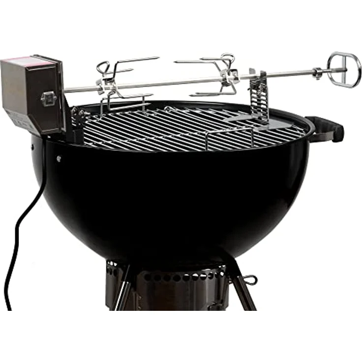 BBQ-Toro Grillspieß Edelstahl Grillspieß Set 70 cm, Motor 220V - 240V, 2 Fleischklammern – Bild 3