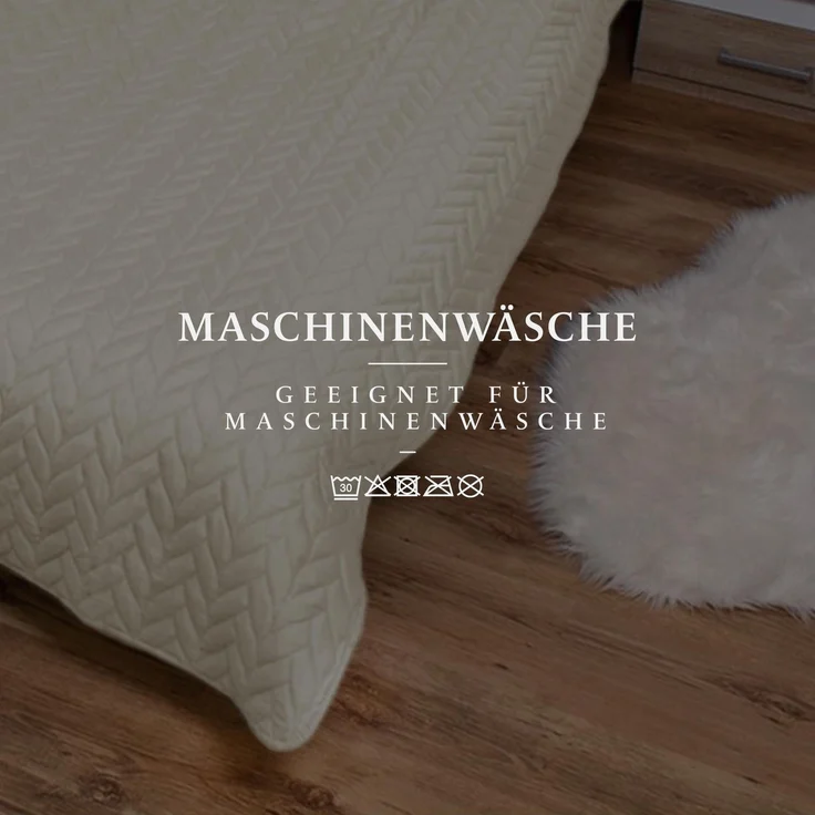 Tagesdecke ( Creme ) 220x240 cm mit wattierter Zwischenlage, Bettüberwurf - Überwurfdecke, Sommerdecke gesteppt - Steppdecke, Wendedecke – Bild 7