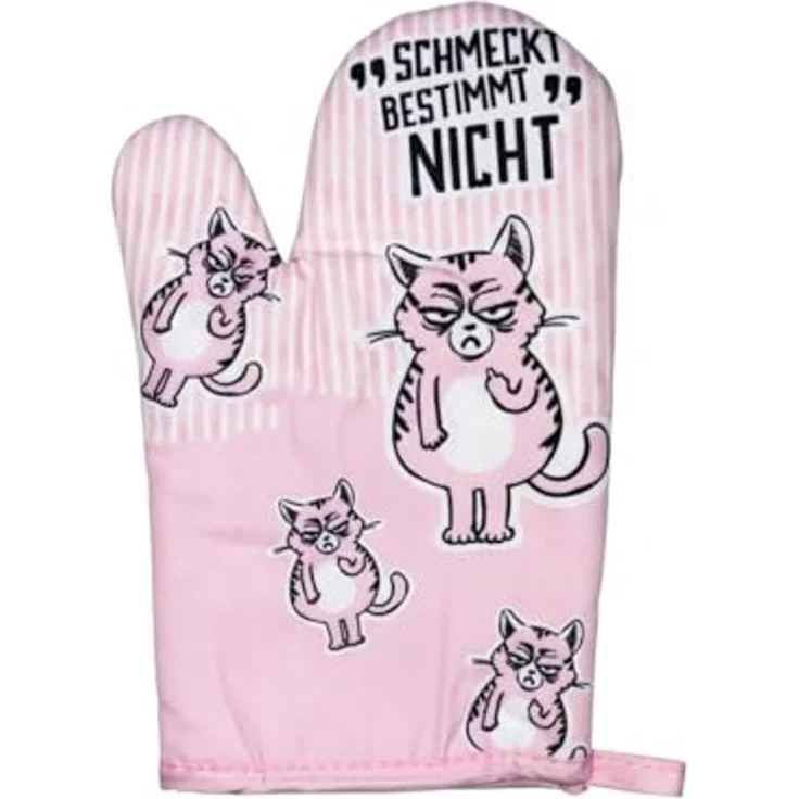 HAC24 Topflappen Ofenhandschuhe Topfhandschuhe Kochhandschuhe Backhandschuhe, (Set, 2-tlg), Miesekatze, Waschbar – Bild 3