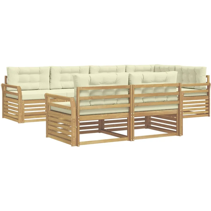 vidaXL Outdoor-Sofagarnitur 7 stk. 7-Sitzer Weiß und Creme Polyester 3390645 – Bild 2