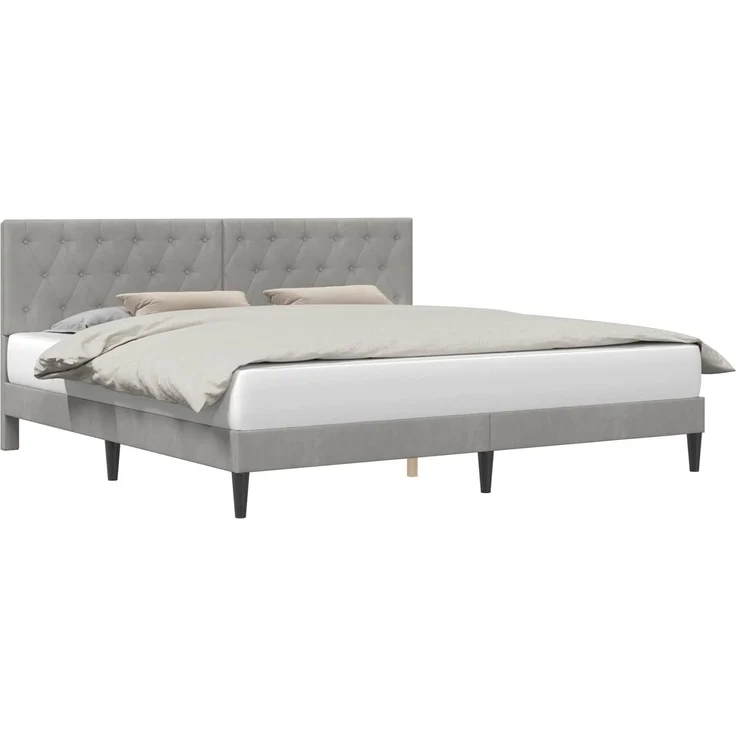 vidaXL Bettrahmen mit Kopfteil Hellgrau 200 x 200 cm Samt 42027685 – Bild 2