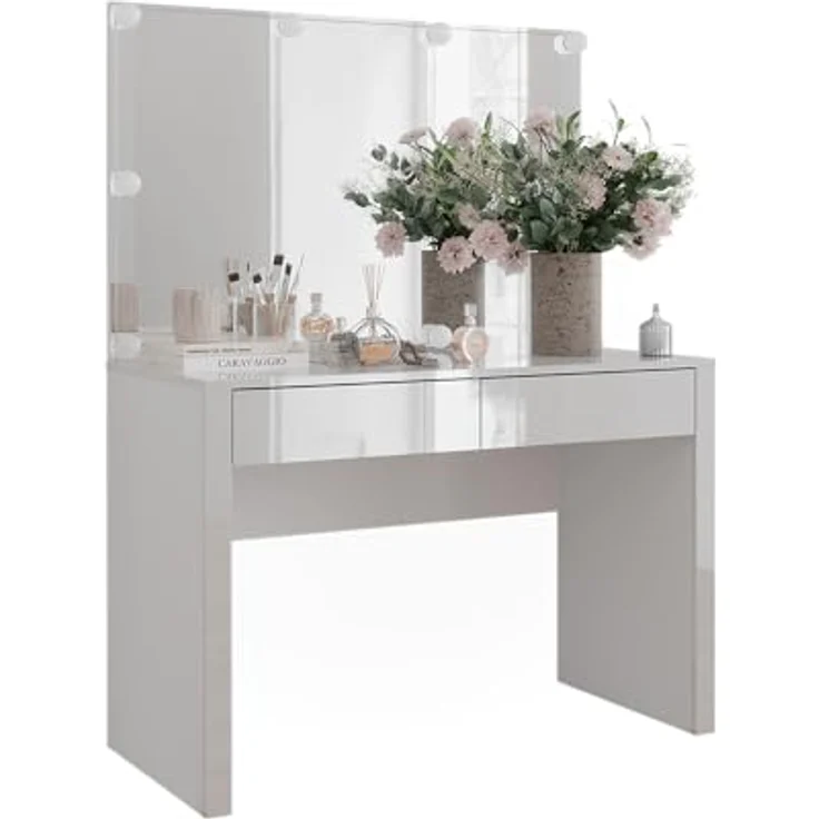 Vichy Schminktisch Annabelle, elegantes Design mit integriertem Spiegel und Beleuchtung, 50 x 70 x 111 cm – Bild 5