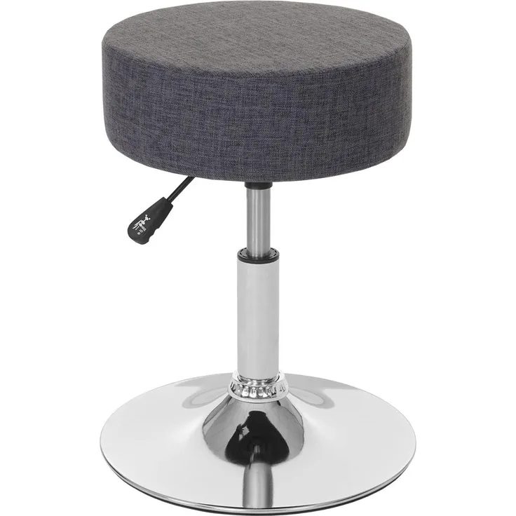 Hocker, höhenverstellbar, Ø 35cm, Textil in grau
