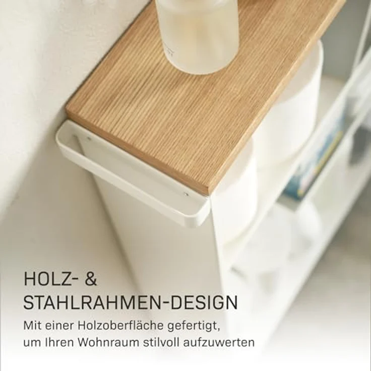 Yamazaki Badregal Tower schmal Toilettenpapier Aufbewahrung WC-Rollen Klopapier, Rollregal, Badwagen, Rollwagen, Regal auf Rollen mit Ablage – Bild 8
