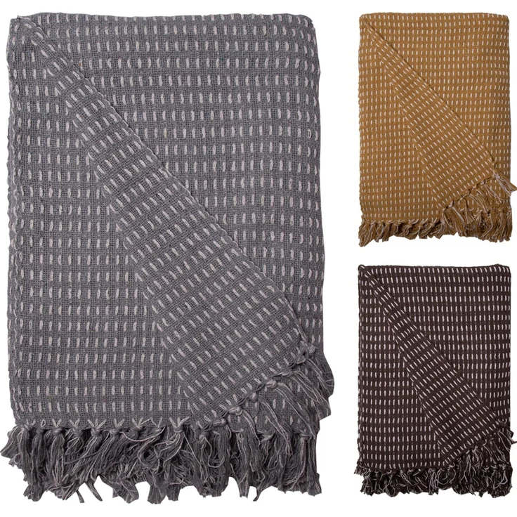 Decke Überwurf Straight 100% Baumwolle 130x180 cm Skandinavisch Mitternachtsblau – Bild 2
