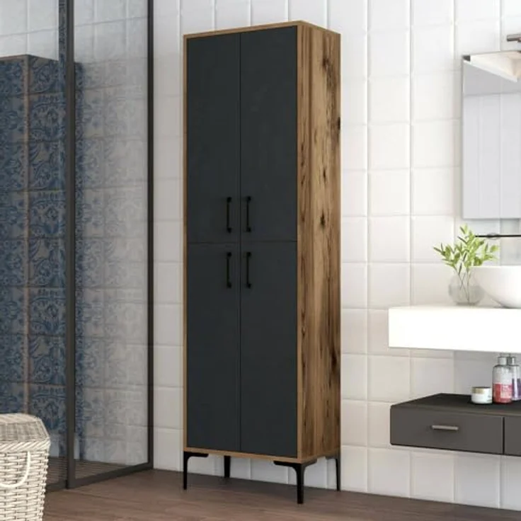 Dmora Großer Mehrzweckschrank Alphard 60x200 cm Braun 5 Böden – Bild 2