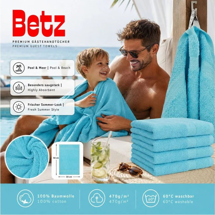 Betz Gästehandtücher 10 tlg. Gästehandtücher-Set PREMIUM 100 % Baumwolle 30x50 cm, 100% Baumwolle (10-St) – Bild 3