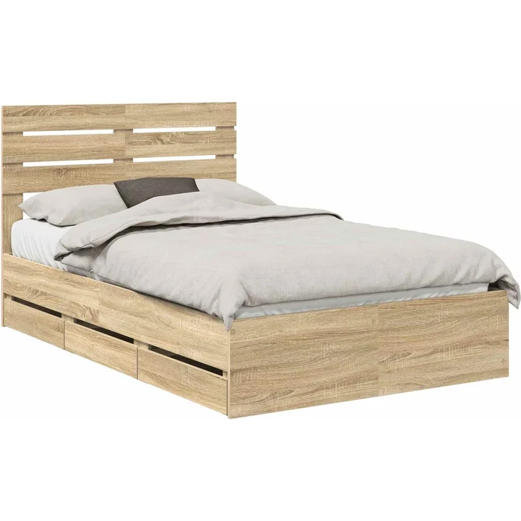 vidaXL Bettrahmen Sonoma-Eiche 120 x 190 cm Ingenieurs Holz 3411520 – Bild 2