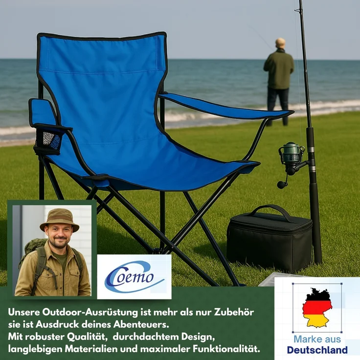 Coemo 4er Set faltbarer Campingstuhl Faltstuhl mit Tragetasche in Blau – Bild 7