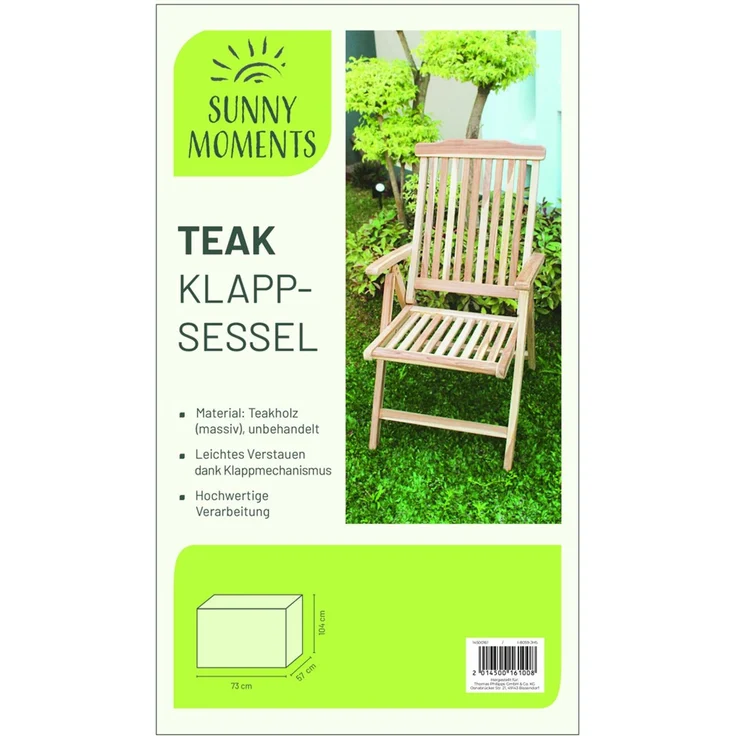 Teak Klappsessel Natur Klappstuhl Gartenstuhl Holzstuhl Gartensessel Campingstuhl – Bild 3