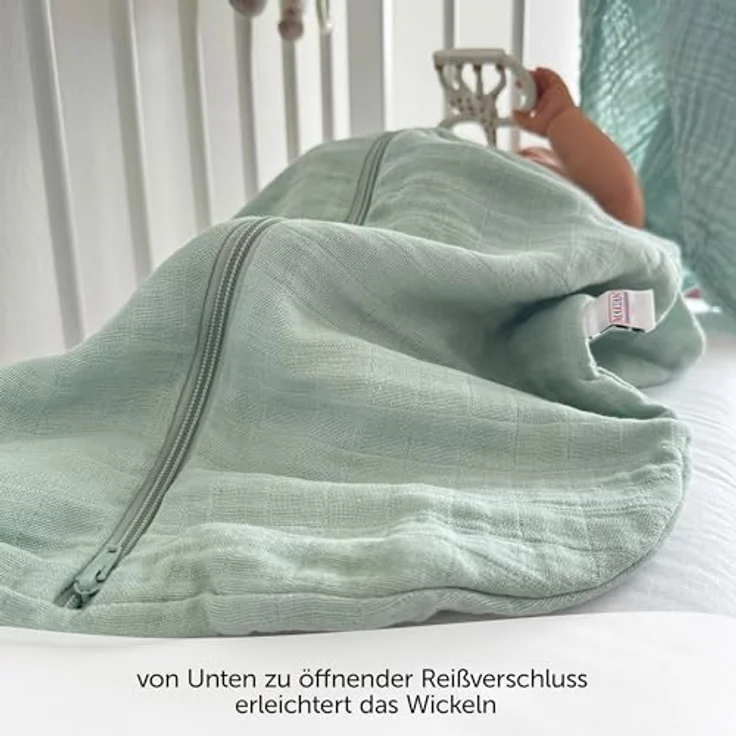 Makian Musselin-Schlafsack, atmungsaktiver Babystar, Farbe Mint, Größe 110 cm, Oeko-Tex Standard 100 Zertifikat – Bild 2