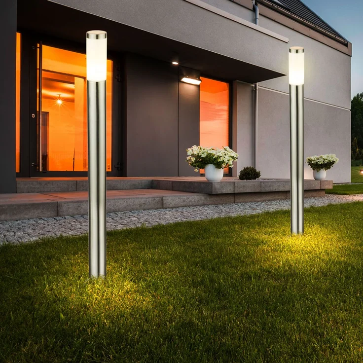 2er Set LED Edelstahl Stehleuchten für den den Garten BOSTON – Bild 4
