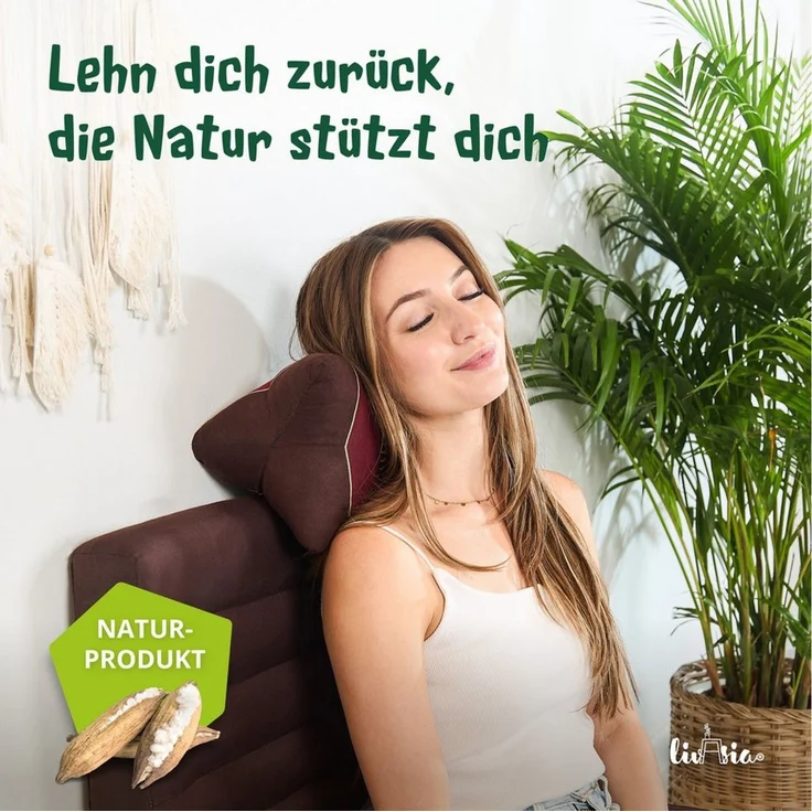 livasia Nackenstützkissen Knochenkissen, vegan und handgefertigt, Ø 15x32cm, Kapok – Bild 2