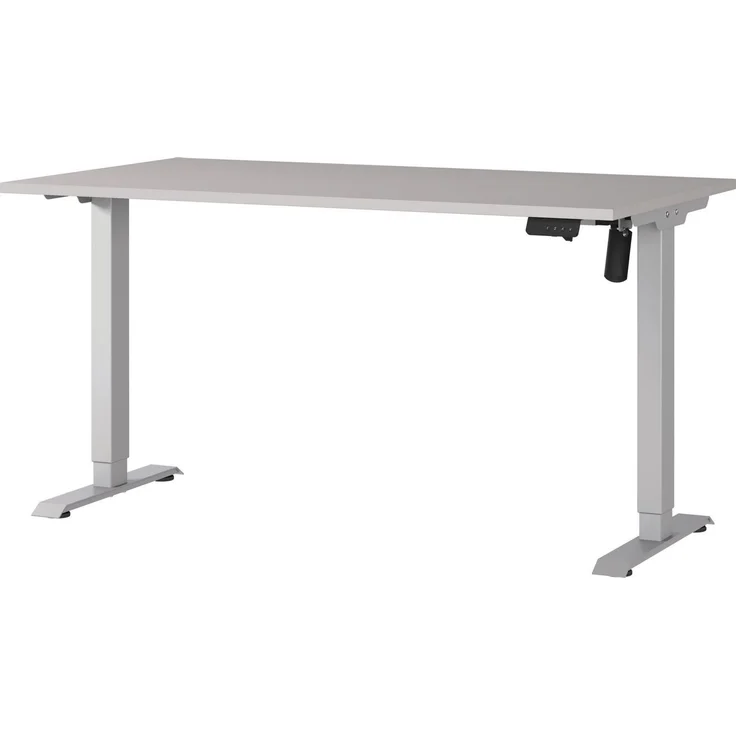 Germania Schreibtisch 8023-643, in Kaschmir/Silber, elektr. höhenverstellbar, 140 x 119 x 80 cm (BxHxT) – Bild 1