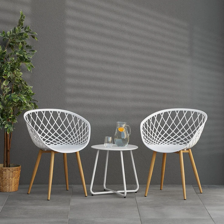 Gartenstuhl mit Armlehnen 4er Set Gartensessel Weiß Stühle Balkonstühle Kunststoff Küchenstühle Outdoor-Stuhl Terrassenstühle – Bild 2