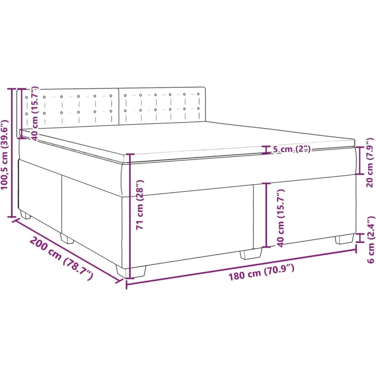 vidaXL Boxspringbett Matratze Cappuccino-Braun 180x200 cm Kunstleder 3288435 – Bild 6