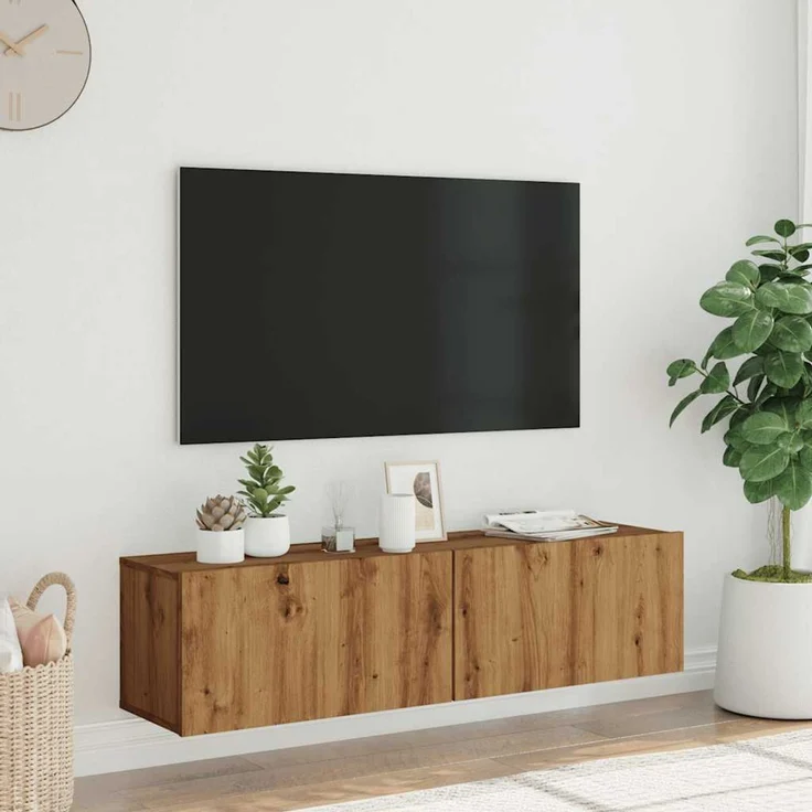 TV-Wandschrank, TV-Hängeboard Fernsehschrank Artisan-Eiche 120x30x30 cm Holzwerkstoff – Bild 3