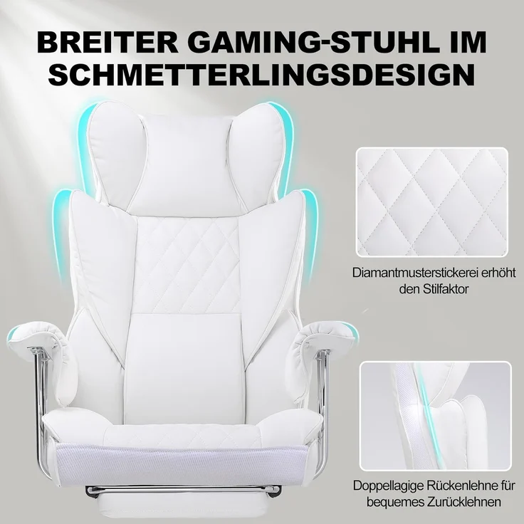 GTPLAYER Gaming-Stuhl Bürostuhl Gamer Stuhl gaming stuhl Schreibtischstuhl Chefsessel, mit Taschenfeder-Lendenwirbelstütze, breiter Büro-Computersessel – Bild 5