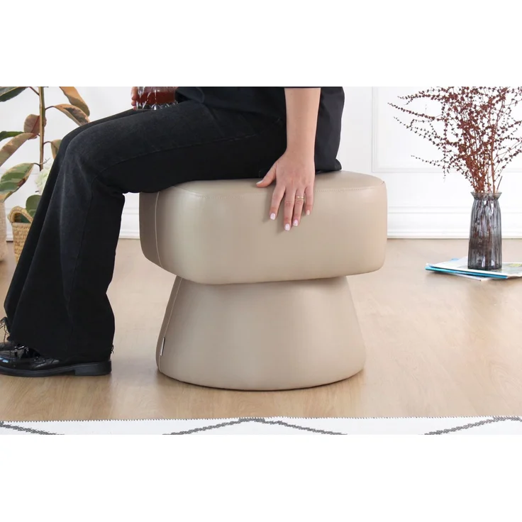 Hanah Home 'Loosca - Beige' Pouffe, Beige, 45 x 42 x 45 cm – Bild 3